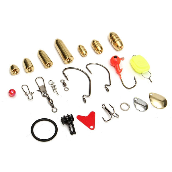 128pcs Fishing Lures Hooks Baits Black Tackle Box Full Storage Case Tool Set