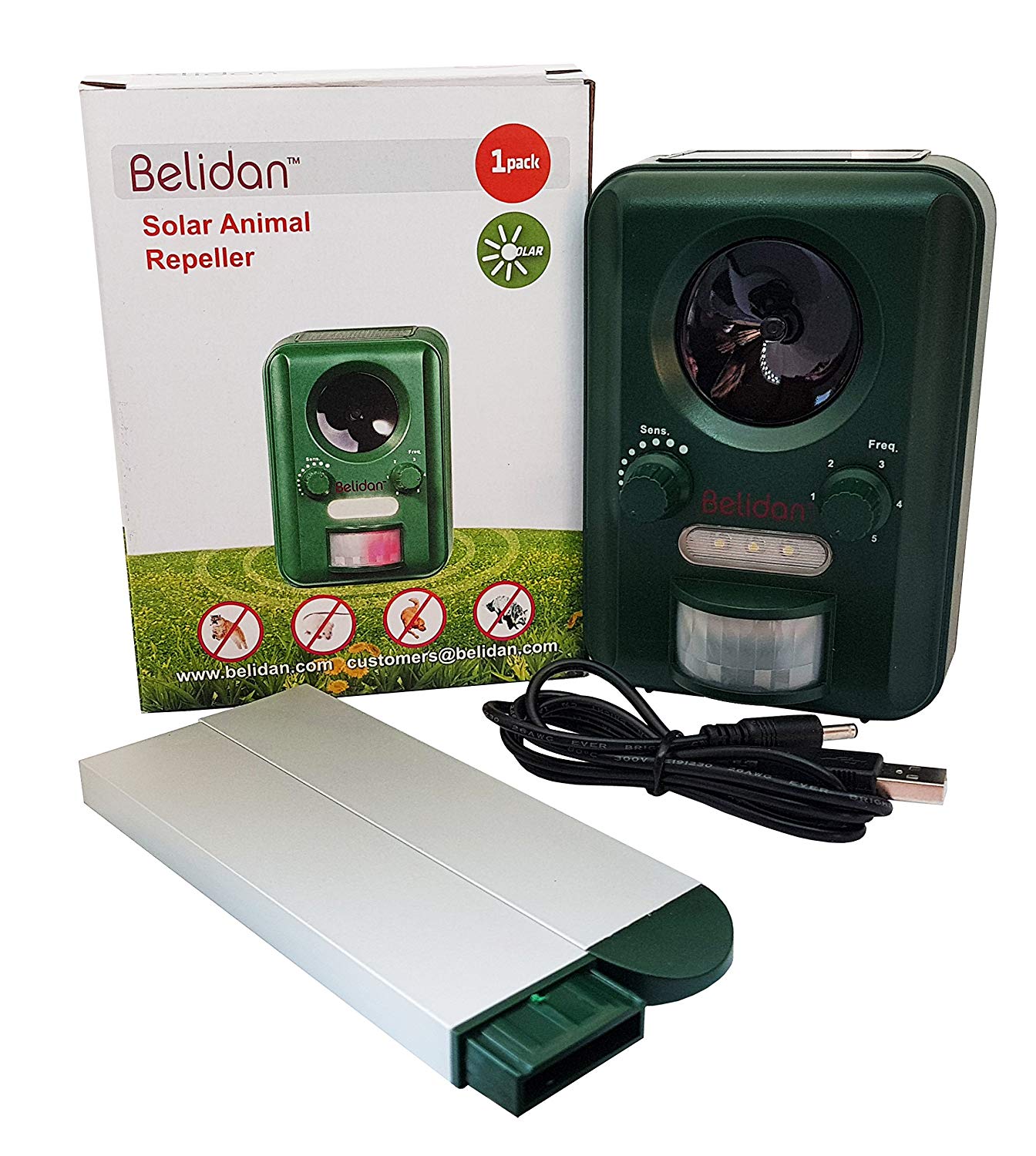 Animal Repellent Ultrasonic  Advanced Animal Repeller Deer Cat Dog Skunk Rats Raccoon Repellent Solar Powered - Motion Sensor LED Lights USB Charger