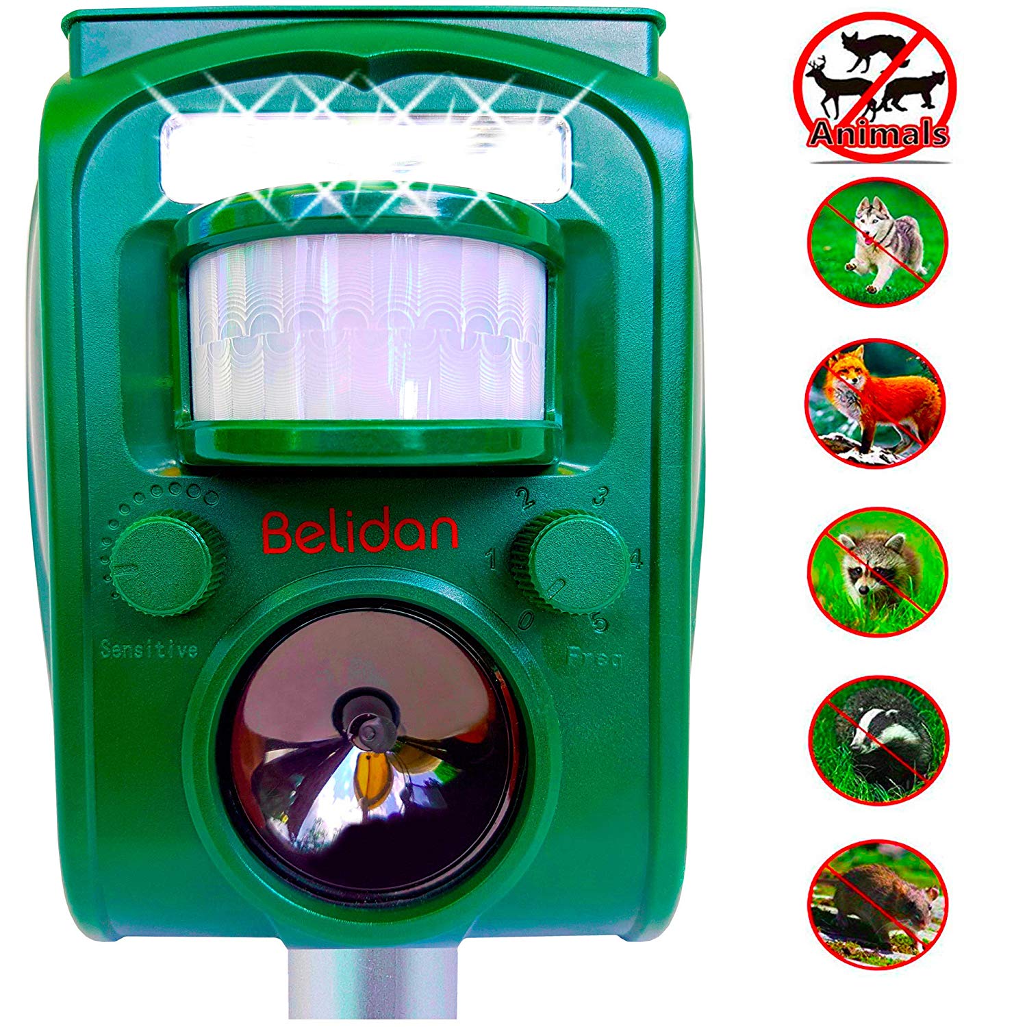 Animal Repellent Ultrasonic Outdoor Animal Repeller - Dog Rats Raccoon Skunk Mice Cat Repellent Motion Sensor, Alarm, LED Lights