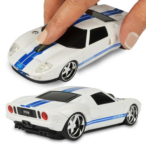 Road Mice Ford GT 2.4GHz Wireless USB Optical Scroll Mouse (White/Blue Stripe)